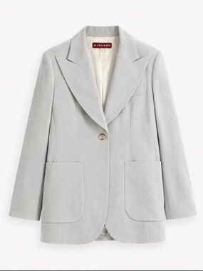 ALEXACHUNG Light Gray Suede Single-Button Blazer